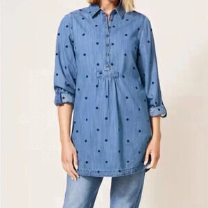 White Stuff EVA EMBROIDERED DENIM TUNIC Women’s Size 6 EUC